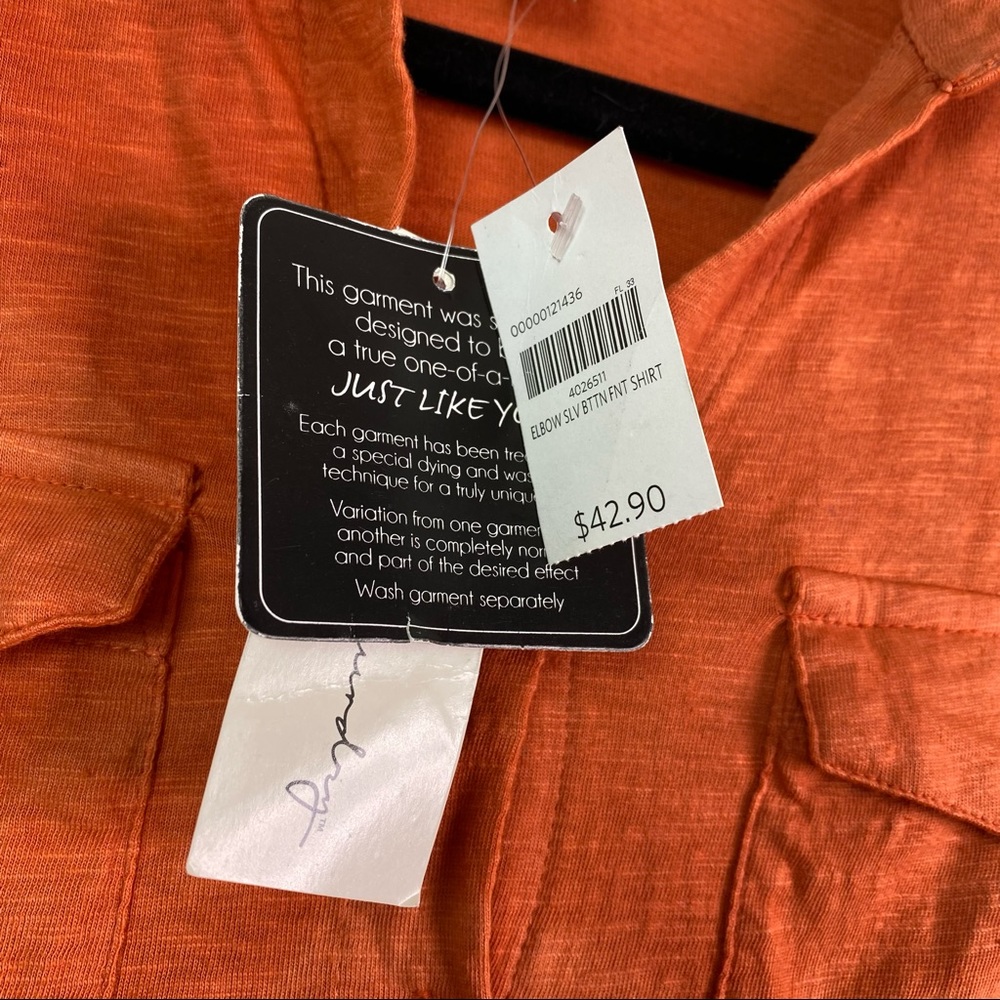 French Laundry Orange Tie Dye Button Up Knit Shirt Small NEW - Picture 6 of 7